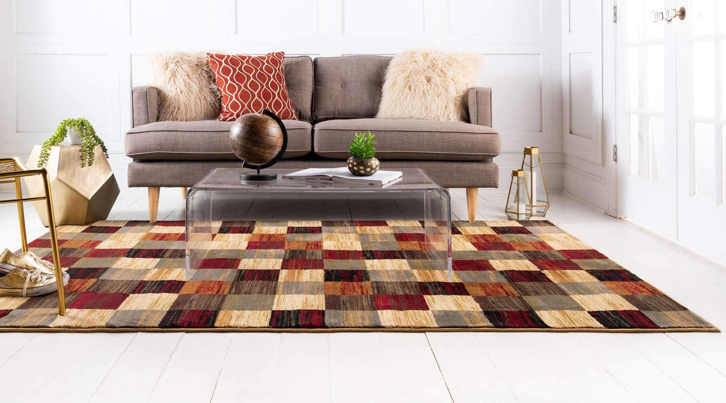 Unique Loom Barista Collection Area Rug - Gava (5' 3" x 8' Rectangle, Multi/ Brown)