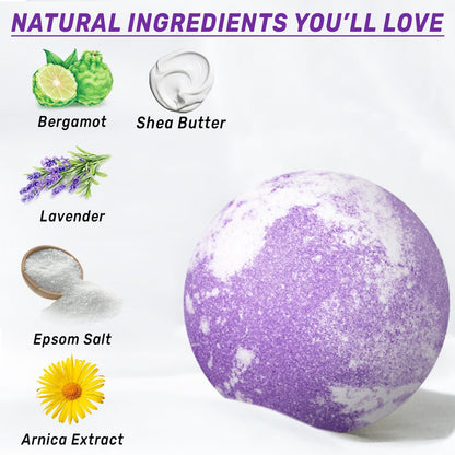 Arnica Bubble Bath Bombs Lavender Bergamot Essential Oils Luxurious Mega Foaming Bath Bombs for Dry Skin Nourishment Moisturizing Blissful Bath Gift