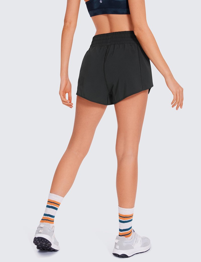 CRZ YOGA High Waisted Running Shorts for Women 2.5" - Mesh Liner Quick Dry for Workout Sport Athletic with Zipper Pocket Black Small