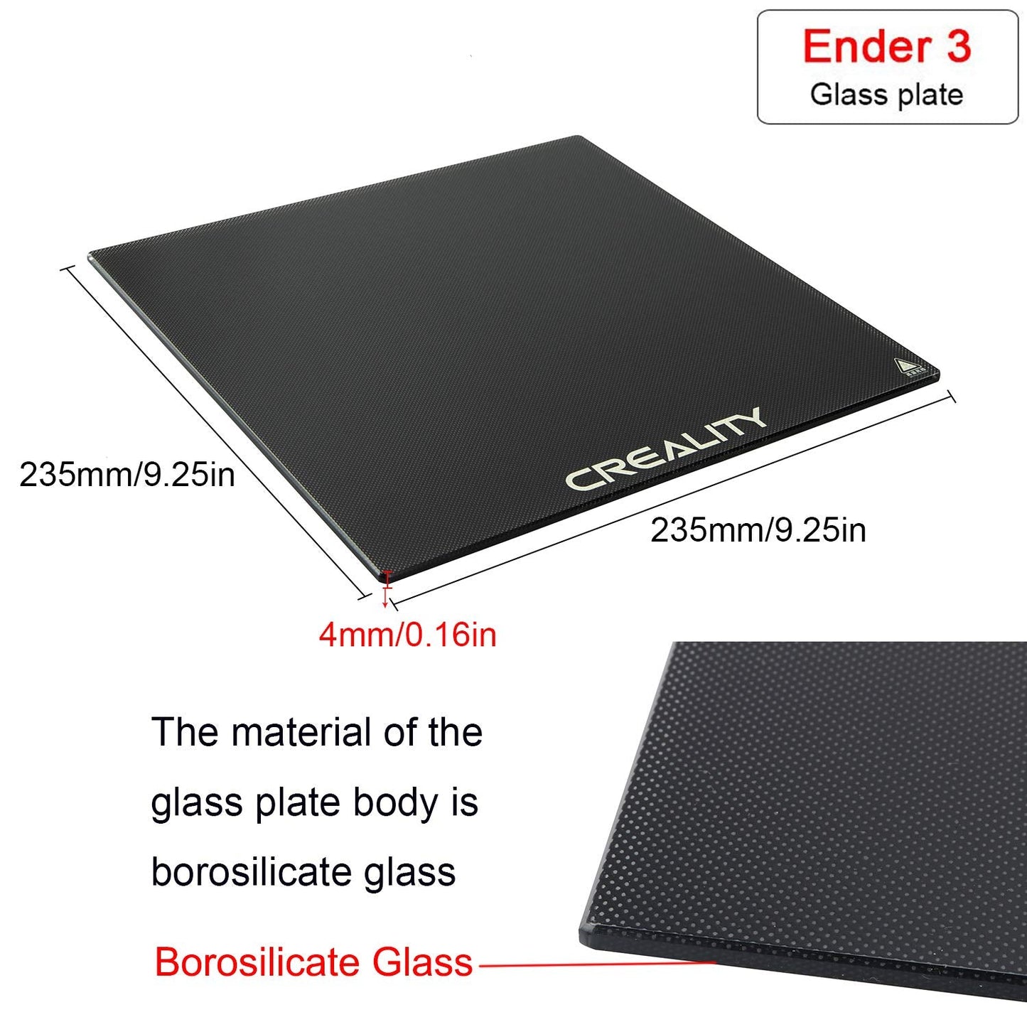 Dawnblade Creality Ender 3 Glass Bed Upgraded, 235x235x4mm