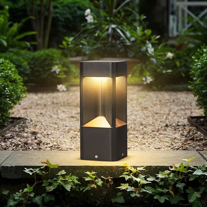 3000K Pathway Lights Black Landscape Path Light Outdoor Waterproof Garden Floor Lamp Modern Walkway Lights LED Warm Light Bollard Lighting Hardwired Aluminum Lawn Post Lights for Entrance Patio Porch