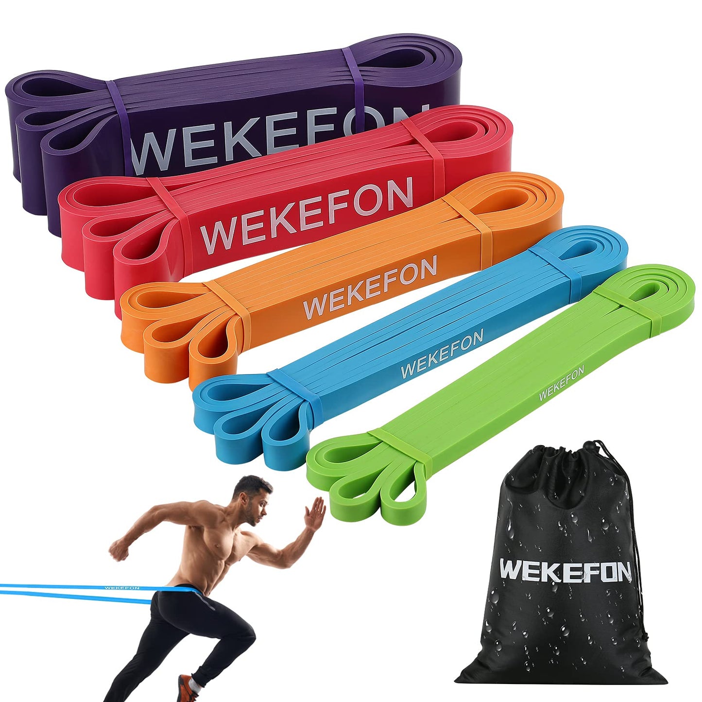 WEKEFON Pull Up Assistance Bands 5-170 lbs Thick Heavy Duty Resistance Bands Set for Men & Women, Exercise Bands Stretch Workout Band for Body Training, Crossfit Mobility Fitness Assist Bands Set of 5