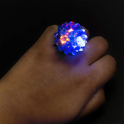 Super Z Outlet Flashing Colorful LED Light Up Bumpy Jelly Rubber Rings Finger Toys for Parties, Event Favors, Raves, Concert Shows, Gifts (18 Pack)