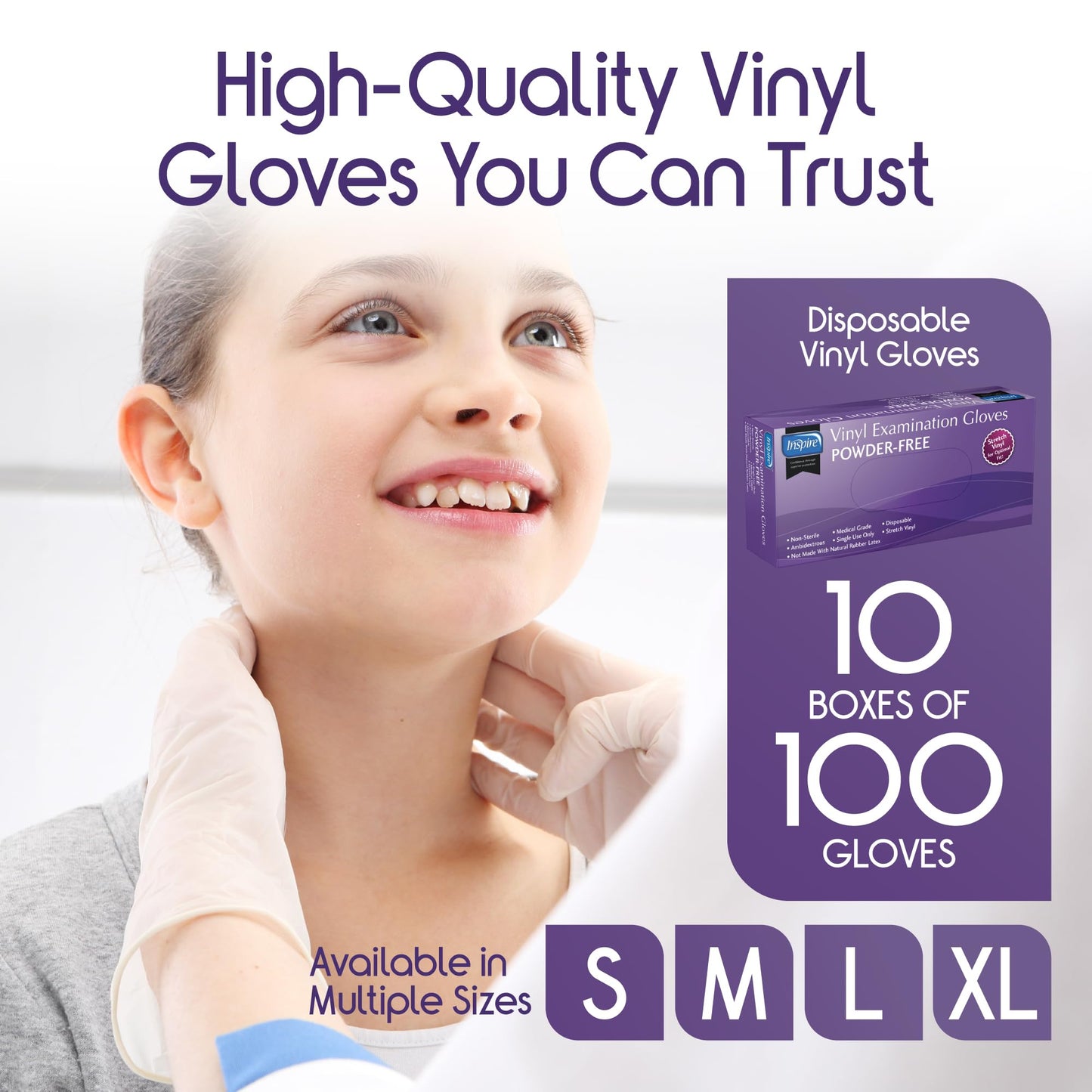 Inspire Stretch Vinyl Exam Gloves | THE ORIGINAL Quality Disposable Latex Free Medical Glove Cleaning Cooking Food Service Labs Healthcare and Household, Medium 1000 Count
