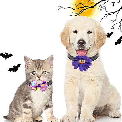 PET SHOW 12pcs/Pack Halloween Dog Collar Charms Flower Bows Bowties Accessories for Cat Puppy Collars Attachment Small Dogs Grooming