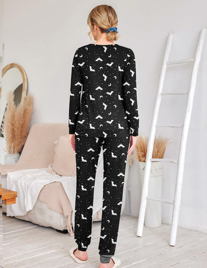 Ekouaer Womens Jogger Pajama Sets Long Sleeve Sleepwear Round Neck Nightwear Soft Pjs Lounge Sets with Pockets