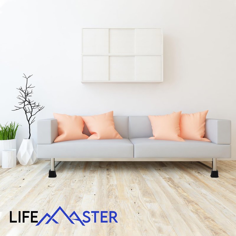 Lifemaster Furniture Riser Set - 4 Pieces Non-Slip Design Furniture Leg Riser fits with Bed, Chair, Table, Sofa, Desk, and Couches - Black