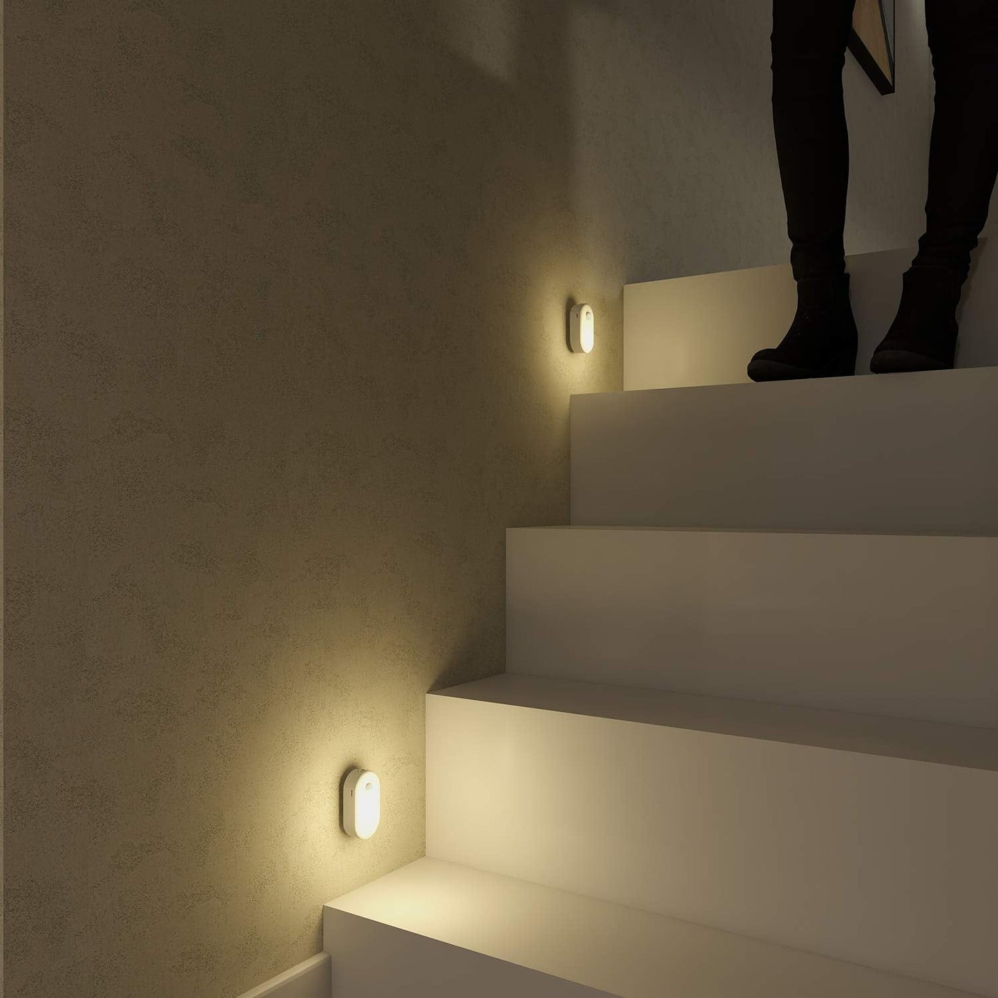 Lyridz Dimmable Night Light with Motion Sensor, Warm White LED Night Light, Battery, Rechargeable, USB-C, Self-Adhesive Cabinet Lighting, Orientation Light for Children's Room, Bedroom, Kitchen,
