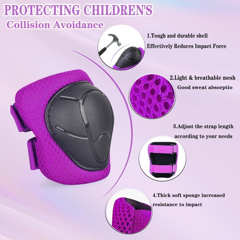 Kids/Youth Knee Pads and Elbow Pads Set for Kids 3-14 Years Boys Girls Protective Gear Set Adjustable Knee Pads, Elbow Pads, Wrist Guards Skateboard Skating Skiing Cycling Biking Running Scooter