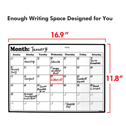 Fridge Calendar Magnetic Dry Erase Whiteboard Calendar for Refrigerator Planners 16.9 Inches X 11.8 Inches