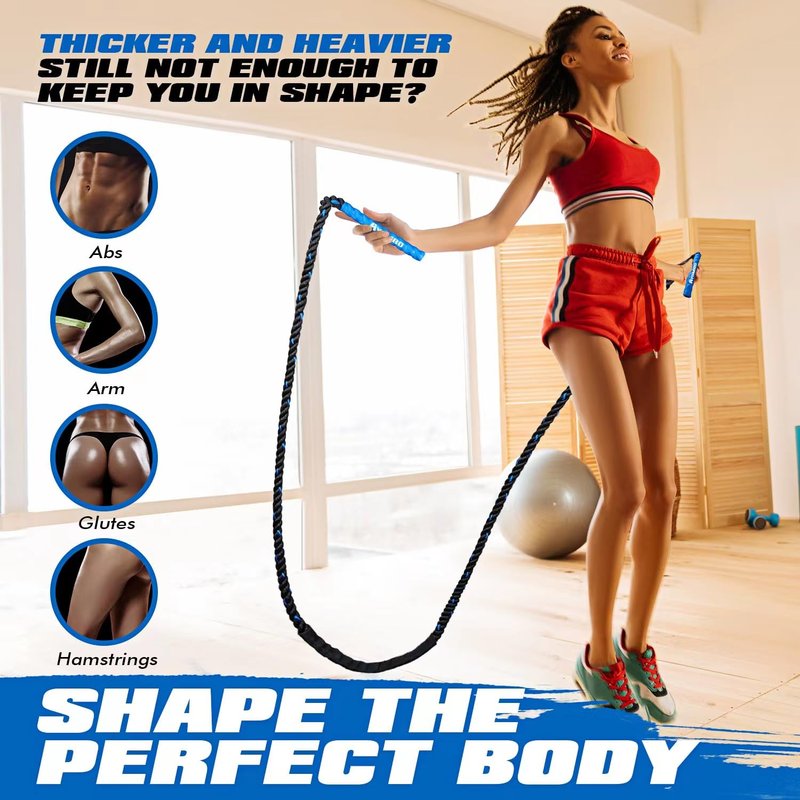 Ayombo Jump Rope, Home Gym Weighted Jump Rope, 1.5lb Heavy Jumprope for Men Women, Workout Equipment Accessories for Exercise,Improve Speed and Training Muscle, Full Body Exercise at Home