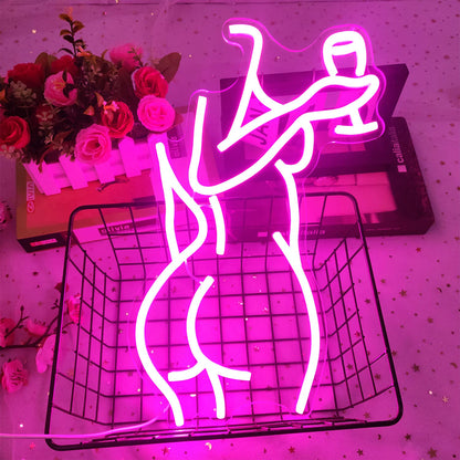 Ajoyferris Lady Back Neon Sign Dimmable LED Lady Sign Woman Neon Sign Sexy Lady Neon Signs for Bedroom Man Cave Bar Store Home Party Art Decor Gifts(16X11 inches,Blue)