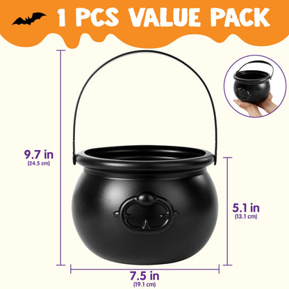 JOYIN Halloween Large Black Cauldron 7.5'', Halloween Witch Cauldron Pot, Candy Kettle, Pot and Bucket, Candy Cauldrons Holder for St. Patricks Party Favor Supply Witch Decoration, Kids Trick or Treat