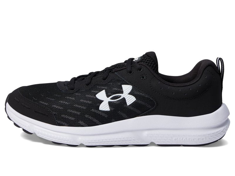 Under Armour Men's Charged Assert 10 Shoes, (001) Black/Black/White, 9 Wide