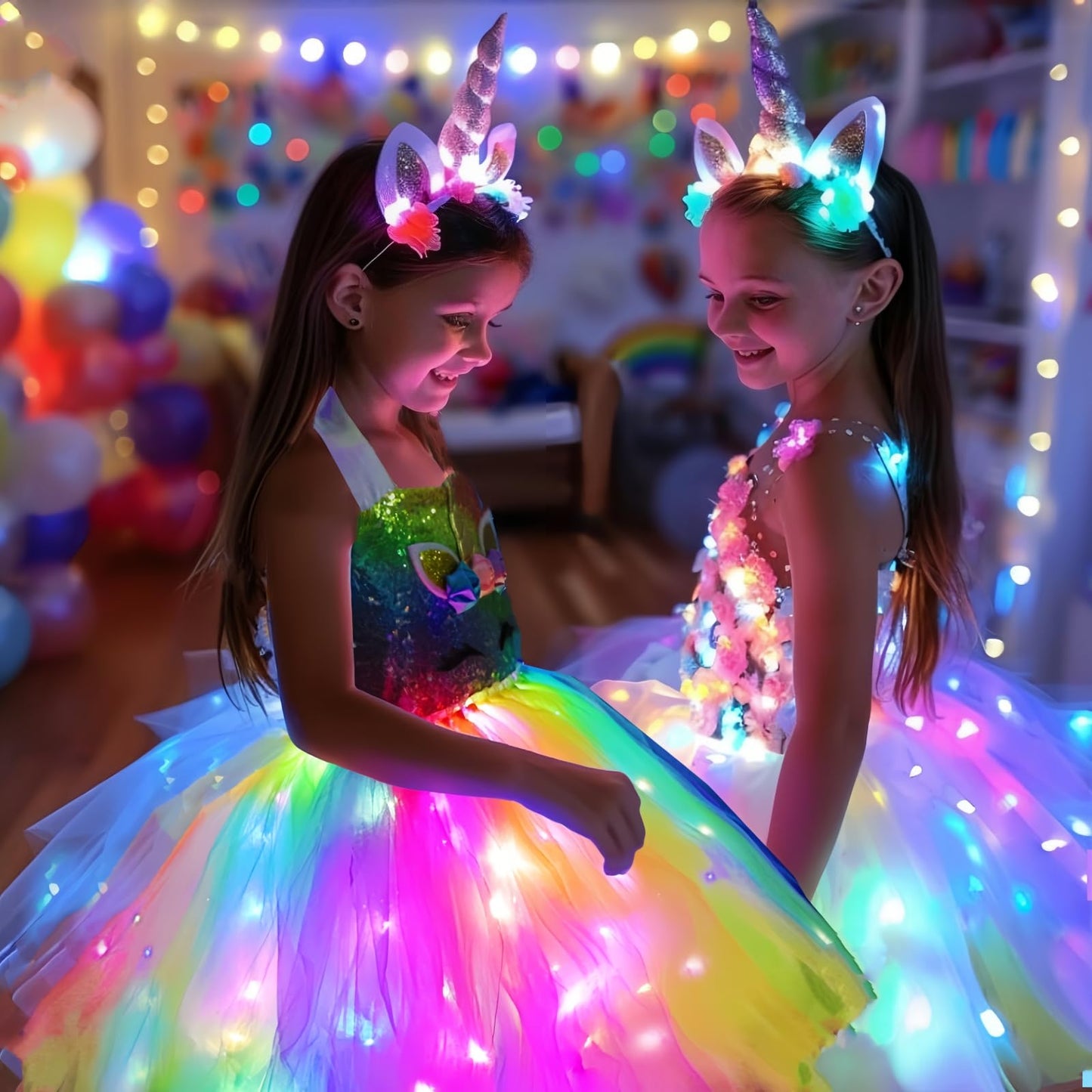 SHINYOU Girls Unicorn Costume Rainbow Unicorn Dress LED Light Up Unicorn Tutu with LED Wing for Halloween Birthday Gift DeepRainbow+Wing 3-4Y¡­