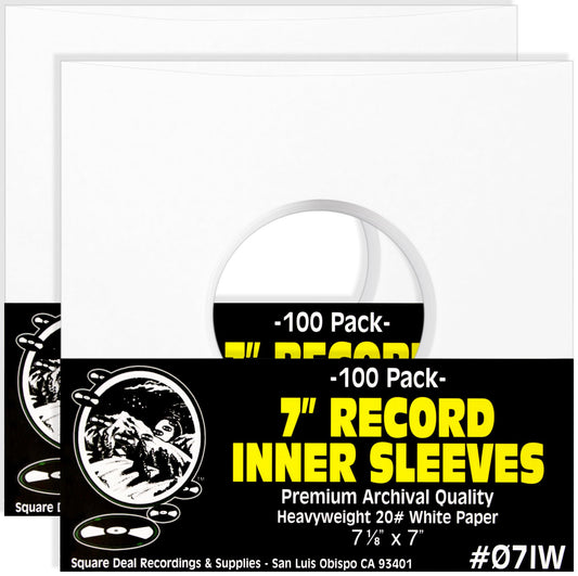 (200) Archival Quality Acid-Free Heavyweight Paper Inner Sleeves for 7 Inch Vinyl Records #07IW