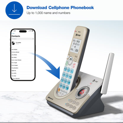 AT&T DL72219 DECT 6.0 2-Handset Cordless Phone for Home with Connect to Cell, Call Blocking, 1.8" Backlit Screen, Big Buttons, intercom, and Unsurpassed Range