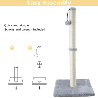 Dimaka 86 cm Tall Ultimate Cat Scratching Post, Claw Scratcher with Sisal Rope and Covered with Soft Smooth Plush, Vertical Scratch [Full Stretch], Modern Stable Design for Cats(Grey V2)…