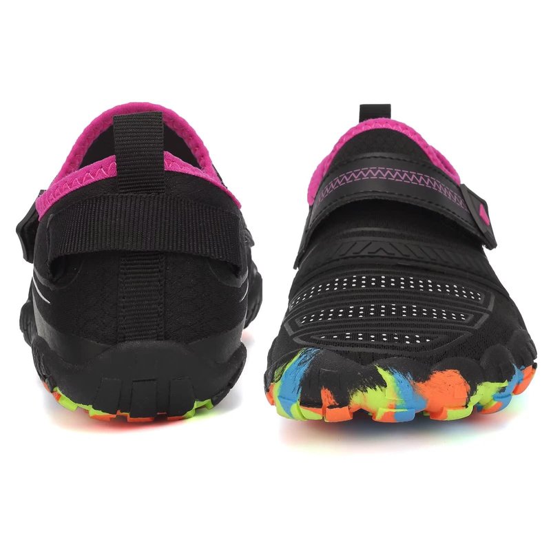 Kids Boys & Girls Water Shoes Lightweight Comfort Sole Easy Walking Athletic Slip on Aqua 5 Toe Sock(Toddler/Little Kid/Big Kid) U222WZ576.SA-Black.Purple-25