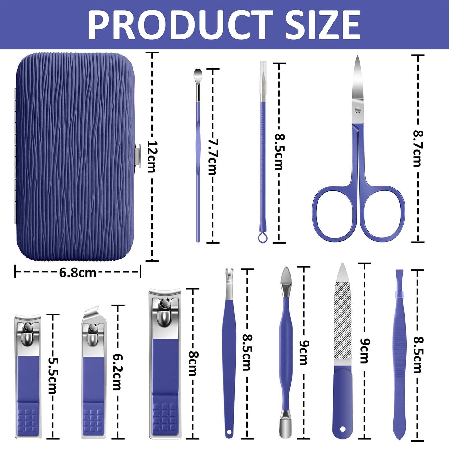 BLESWIN 10-Piece Nail Care Kit, Professional Manicure Set with Green Leather Case, Ideal for Women & Men