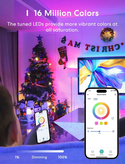 meross Smart Bulb Alexa Light Bulb B22 Works with Apple Homekit, Alexa, Google Home, Siri Voice Control Dimmable Multicolor LED Light Bulb Equivalent 9W (60W Equivalent) 2 Pack