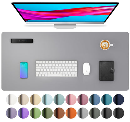 Leather Desk Pad Protector,Mouse Pad,Office Desk Mat, Non-Slip PU Leather Desk Blotter,Laptop Desk Pad,Waterproof Desk Writing Pad for Office and Home (80cmx40cm, Light Grey)