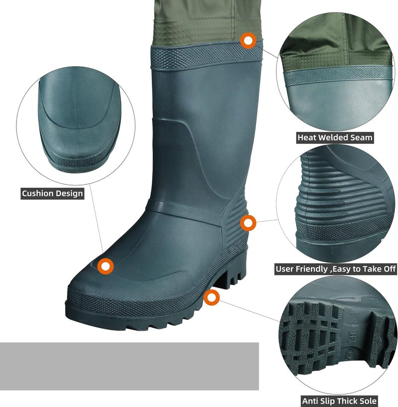 GREENWATER Kids Chest Waders Youth Fishing Waders with Boots Waterproof for Children Boys Girls Hanger & Bag Included (GREEN, 6-7Y)