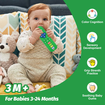 Fu Store 3 Pack Baby Teether Toy Chew Toy for Babies 0-12 Months 6-36 Months TV Remote Control Shape Teething Relief Baby Toys for Infants Learning Developmental Soothe Babies Gums Gifts Set