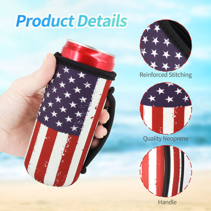 3 Pack Reusable Neoprene Insulated Can Sleeve with Handle for Soda, Energy drink, Pop, Beer, Hard Seltzer, Can Coosies For 12oz & 16oz Can, 12oz Slim can (Floral Sugar Skull(3Pack))