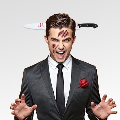 Rotumaty Halloween Scary Costume Accessories Bloody Headband (Bloody Knife/Syringe/Scissors) Funny Headwear Through Head Toys (Knife)