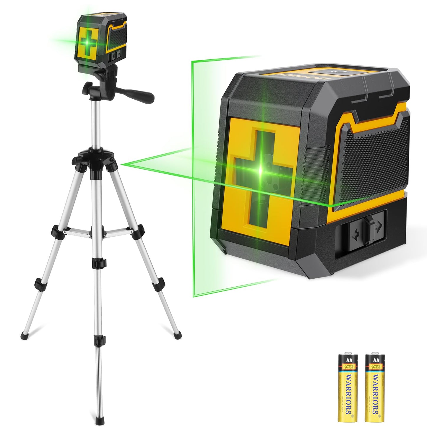 ASOBRIS Laser-Level-with-Tripod, Green Cross Line Laser with Tripod Self-Leveling, Lazer Leveler Tool for Picture Hanging Construction Floor Tile Wall Home Renovation, Indoor Project, Battery Included