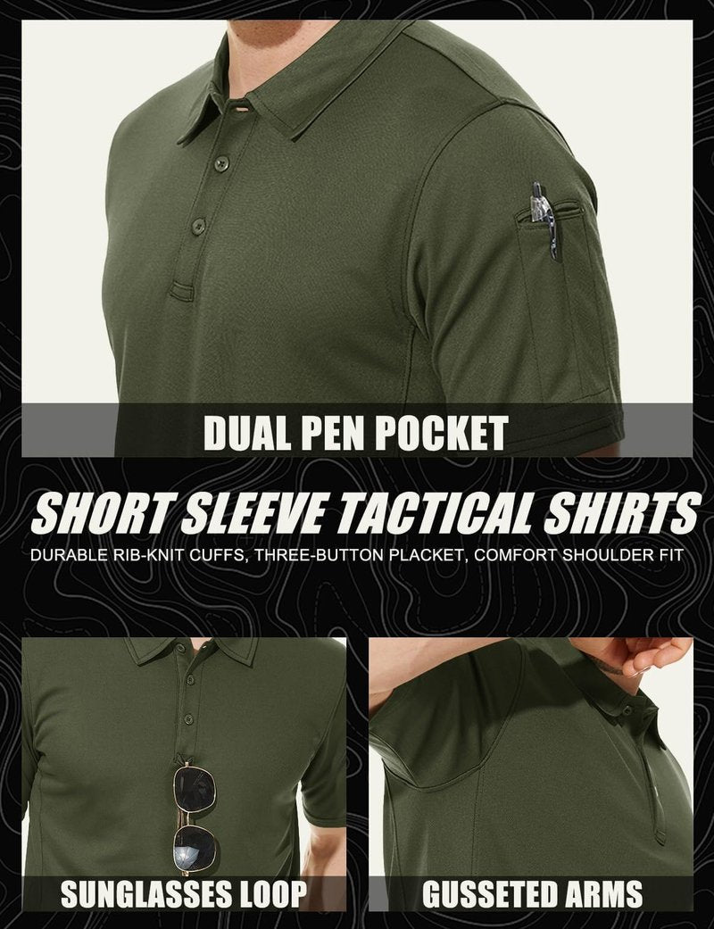 MAGCOMSEN Polo Shirts for Men Short Sleeve Golf Shirts Summer Casual Tactical Polo Shirt for Men Army Green XL