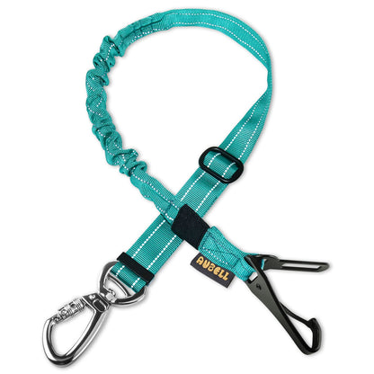 AUBELL Dog Seat Belt for Car,Updated 3-in-1 Adjustable Reflective Bungee Heavy Duty Dog Car Harness Tether with Clip Hook Latch & Buckle,Swivel Zinc Alloy Carabiner,Teal