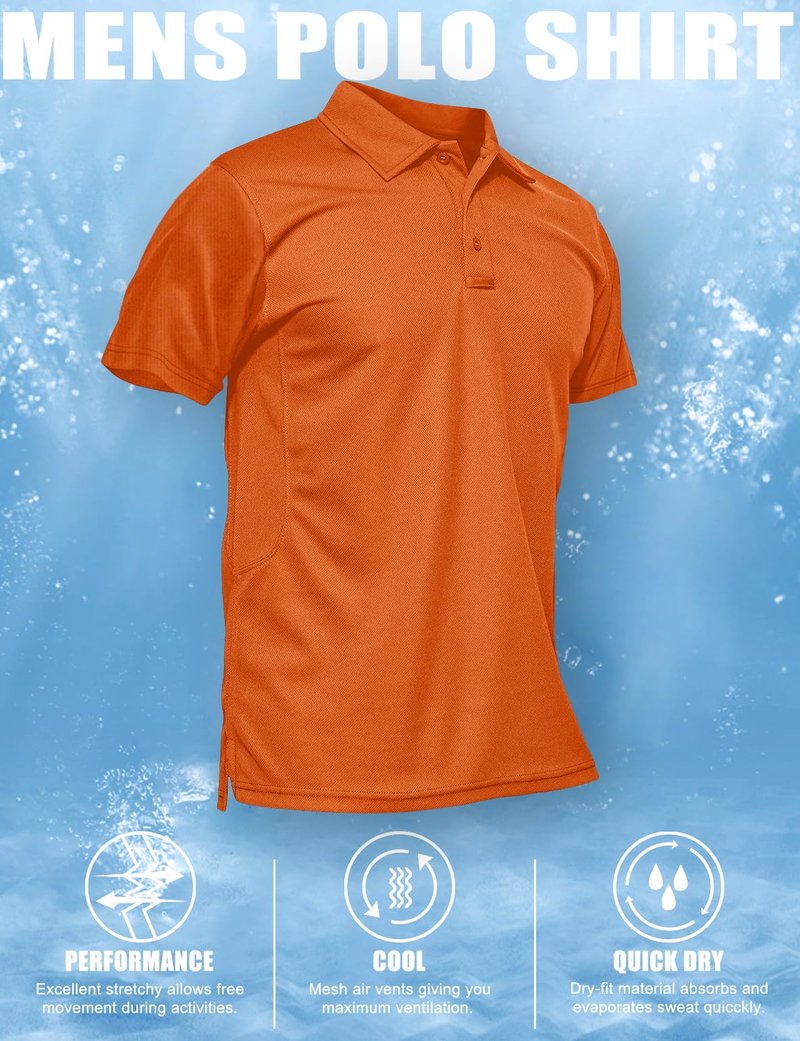 MAGCOMSEN Golf Polo Shirts for Men T Shirts for Men Casual Shirts Fishing Shirts Mens Golf Polo Shirts Short Sleeve Shirts Golf Work Shirts Quick Dry Shirts Summer Shirts