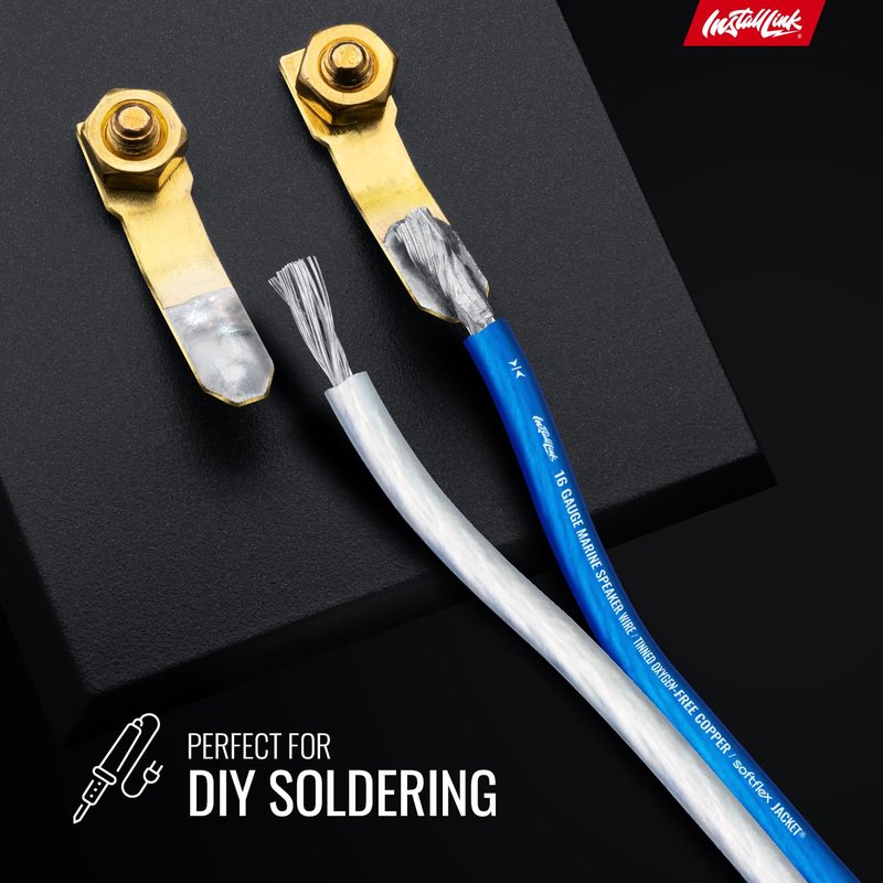 Install Link 16 AWG Gauge (Tinned OFC) Marine Speaker Wire Cable (100 Feet)