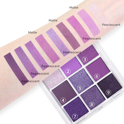 evpct 9 Colors Purple Glitter Eyeshadow Palette, Lavender Violet Purple Pink Glitter Metallic Shimmer Sparkly Eye Shadow Palette Makeup for Older Women Blue Eyes, Highly Pigmented Waterproof eyeshadow