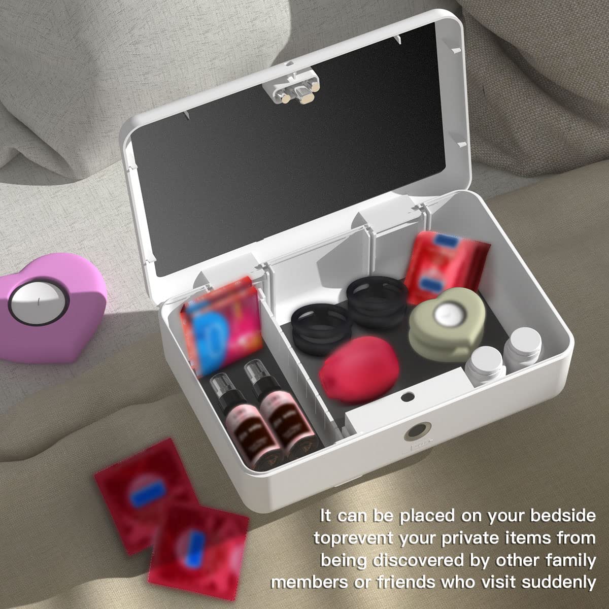 Biometric Fingerprint Storage Box,AICase Portable Cash Jewelry Security Case Lock Box Safe,Combination Lock for Car, Home,Office Travel White