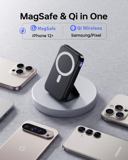 For Magsafe Power Bank, Portable Charger 10000mAh, 22.5W Fast Charging Battery Pack with USB-C Input & Output, LED Display for iPhone 17/16/15/14/13/12 Pro/Pro Max