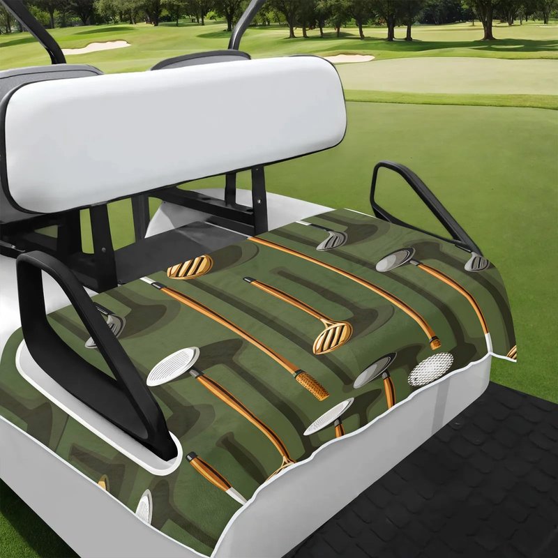 Obtravar Golf Golf Cart Seat Covers Club and Ball Sport Theme Non Slip Washable Golf Cart Seat Towel Blanket Fits All 2 Seats Golfs Club Carts Club Accessories, 51"x31"