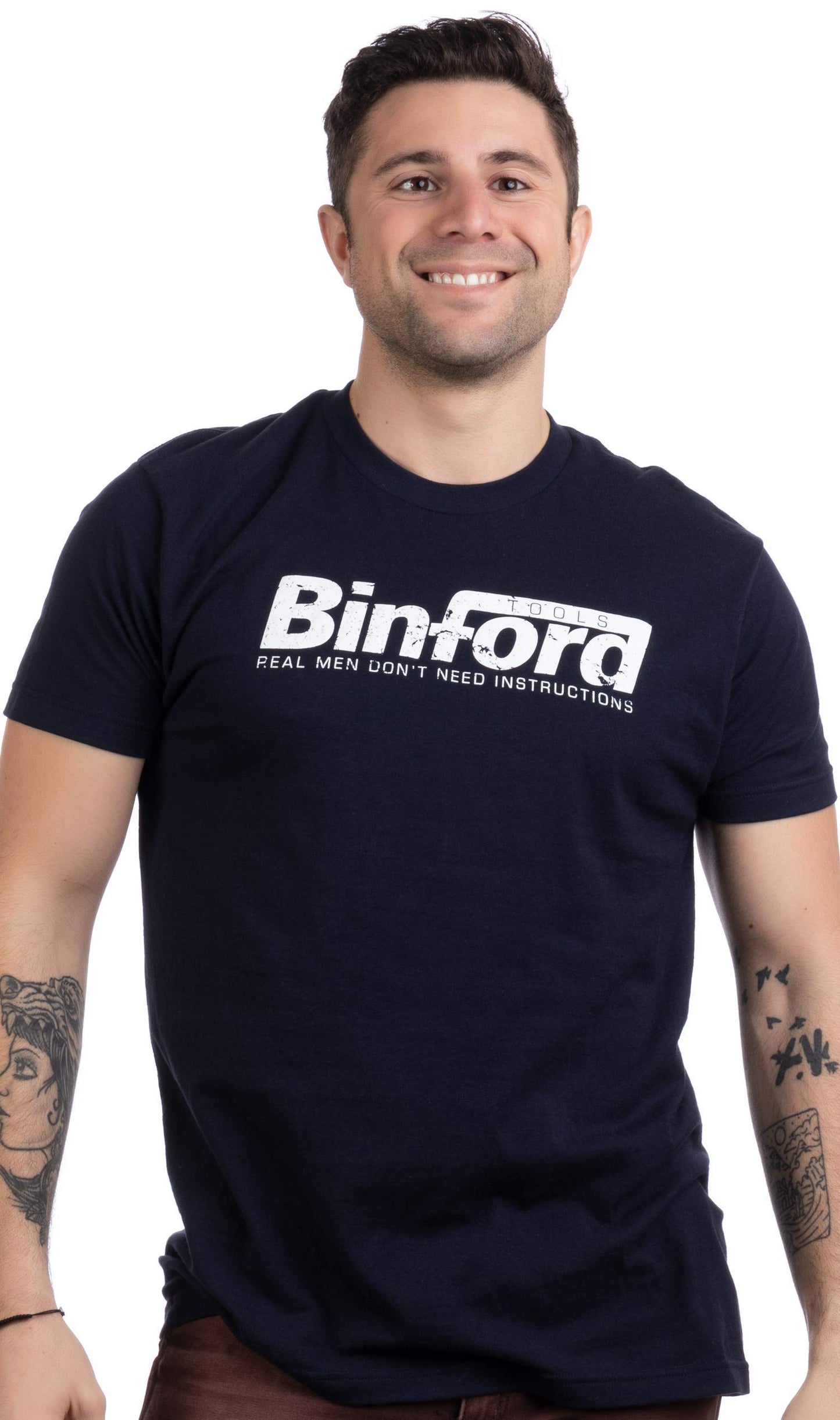 Ann Arbor T-shirt Co. Unisex Adult Binford Tools | Funny 90s TV Handyman Tool Humor, M Navy Blue