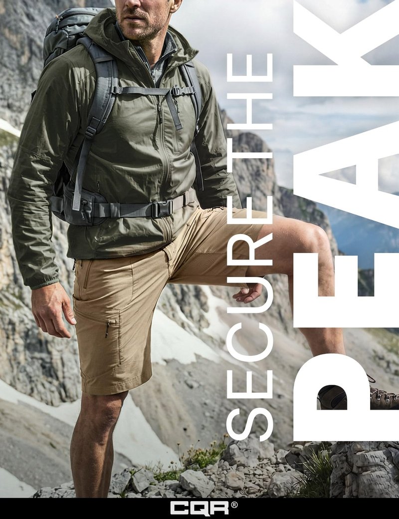CQR Men's Quick Dry Stretch Hiking Cargo Shorts, Lightweight Water Resistant Tactical Casual, Golf & Outdoor with Pockets, Peak Alamo Khaki, 34W x 10L