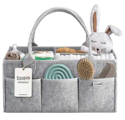 PUTSKA Nursery Storage Basket - Baby Nappy Caddy Organizer for Nappy Station, Newborn Essentials, Baby Shower Gifts and Registry Must-Haves for Boy or Girl