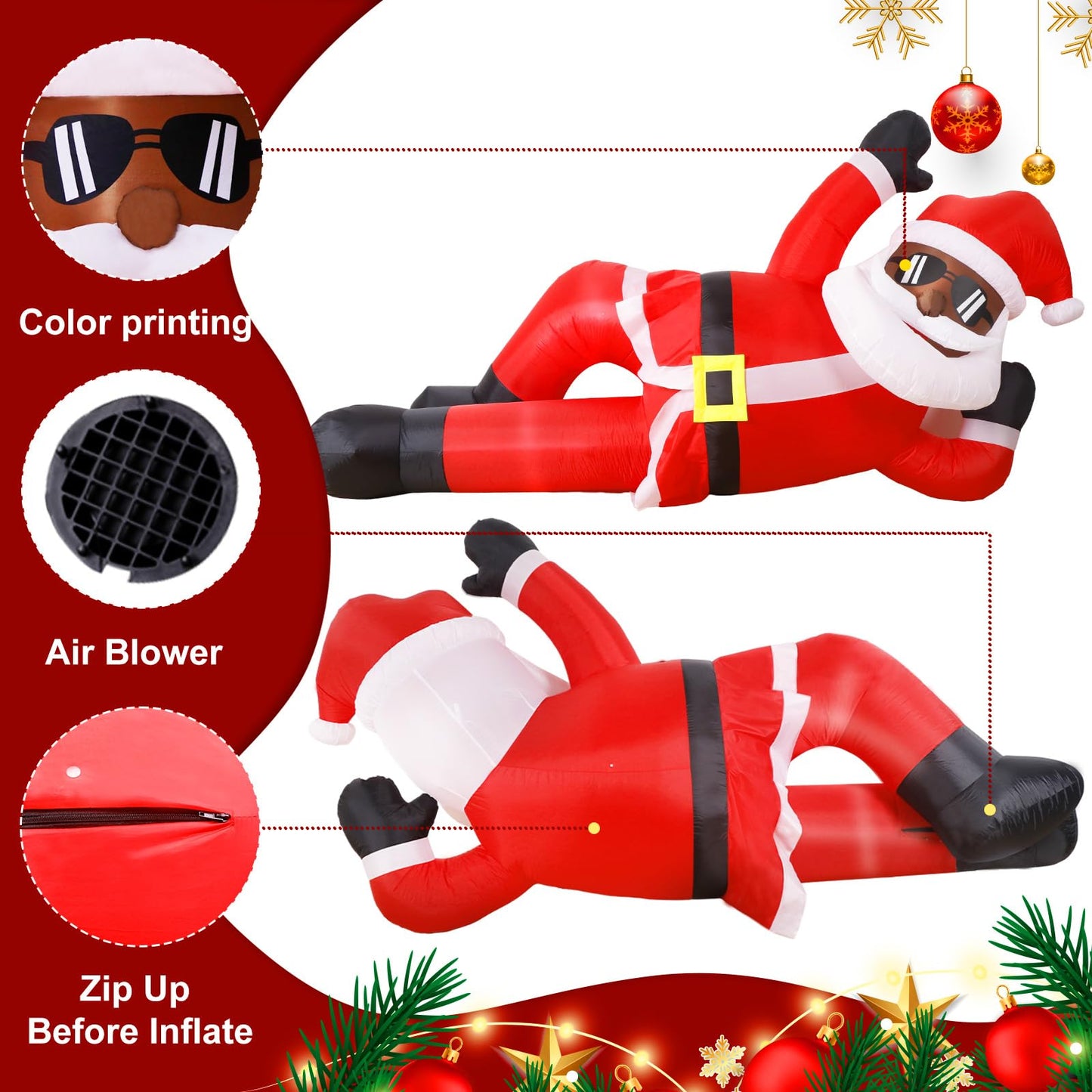 OurWarm 10FT Christmas Inflatables Outdoor Decorations, Giant Inflatable Black Santa Outdoor Inflatables, Christmas Blow Up Yard Decorations for Xmas Outside Lawn Yard Garden