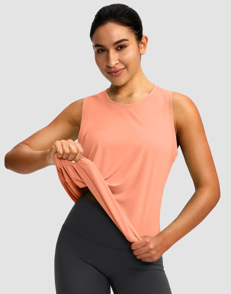 Women's Workout Tops Racerback Athletic Tank Tops Sleeveless Loose Fit Yoga Running Gym Shirts for Women(Coral,XL)