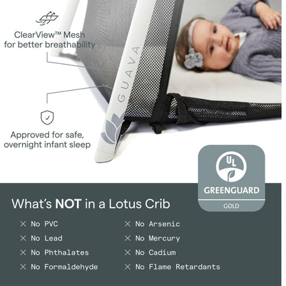 Guava Family Travel Crib includes Lightweight Backpack Design | Certified Baby Safe Portable Crib | Folding Play Yard, Comfy Mattress for Babies, Toddlers | Compact Baby Travel Bed