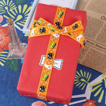 CCINEE 24 Yard 1 Inch Halloween Grosgrain Ribbons, Decorative Halloween Ghost Spider Printed Ribbons for Gift Wrapping Supply
