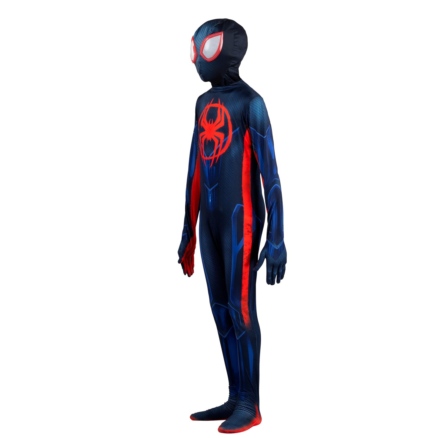 Marvel Miles Morales: Spider-Man Official Youth Deluxe Zentai Costume - Stretch Spandex with Hidden Zippers, Wrist Slits (S) Multi