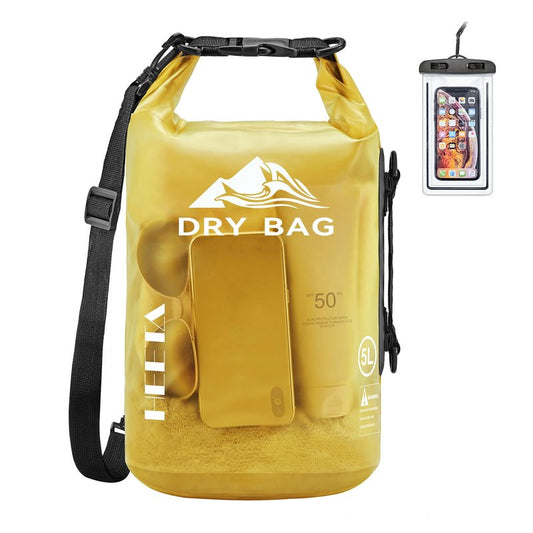 HEETA Dry Bag Waterproof for Women Men, Roll Top Lightweight Dry Storage Bag Backpack with Phone Case for Travel Swimming Boating Kayaking Paddle Board Camping Beach Accessories (Yellow, 40L)