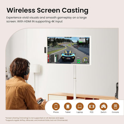 ApoloSign 32'' UHD 4K Smart Portable TV 2nd Gen, 16(8+8) GB RAM+256GB, Android 15, EDLA-Certified, Portable Touch Screen Monitor, Built-in 15000mAh Battery, Full Swivel Rotation, Voice Remote Control