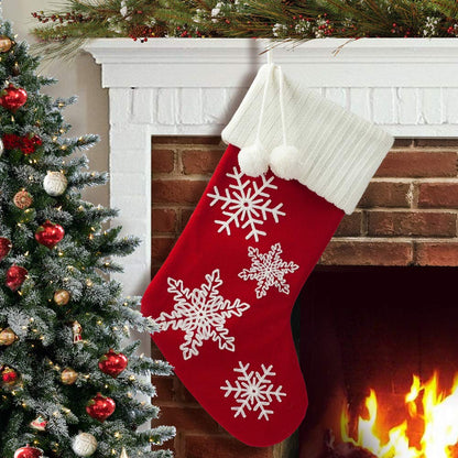 S-DEAL Christmas Stockings 20.5 Inches Wool Gift Filler Holder with White Pompoms for Xmas Party Decorations